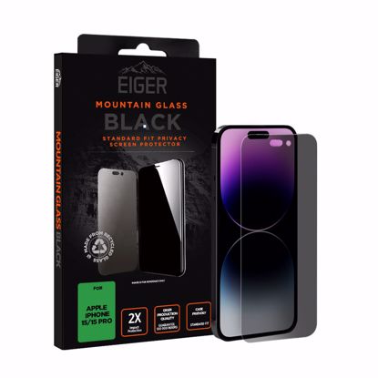Picture of Eiger Eiger Mountain Black Privacy Screen Protector 2.5D for Apple iPhone 15 / 15 Pro in Black
